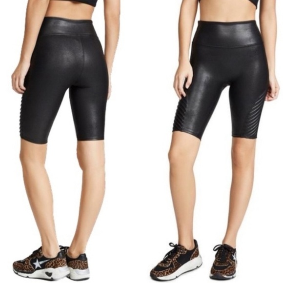SPANX, Faux Leather, Biker Shorts, Very Black, Medium - Picture 10 of 12